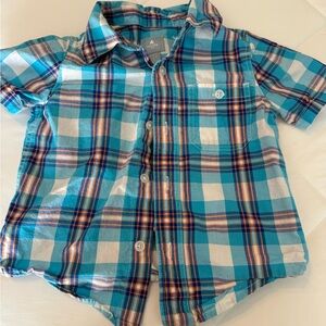 GAP Kids Blue Plaid Button Down Shirt
